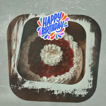 Birthday cake with fruit and cream
